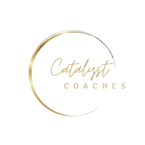 Gold Circle with the words Catalyst Coaches scripted in the middle