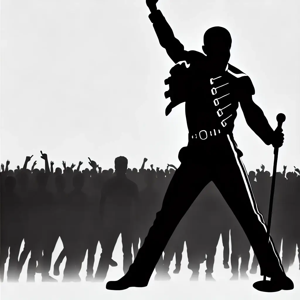 A silhouette of a rock star resembling Freddie Mercury who can teach us about the power of diversity.