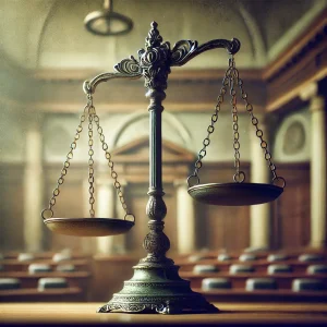 Image of Scales of Justice depicting conflict between employment law and criminal law.